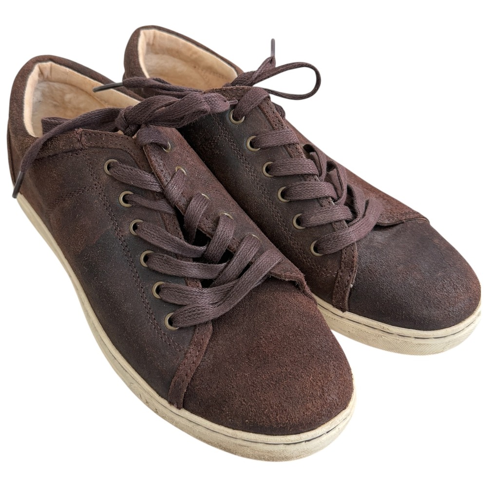UGG Australia Womans Tomi 1008487 Dark Brown Suede Shearling Lined Sneakers 10